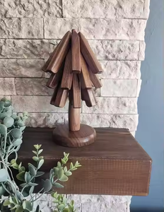 Youlike décoratif arbre en forme de noyer bois boissons assiette sous-verres sous-plats ensemble avec 4 pièces feuilles pour Bar maison cuisine décor - Product Image 4