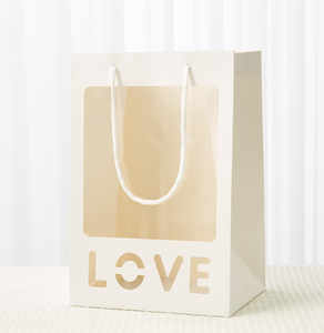Custom Logo Printed Luxury Kraft Gift Paper <b>Bag</b> Transparent Window <b>Craft</b> Tote for Shopping Souvenirs Wedding Flowers for Candle - Product Image 2