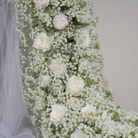 Guirlande de roses blanches et de gypsophile pour décoration de mariage, hôtel, soie artificielle, résistante à l'eau, longueur personnalisable, rangée longue