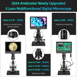 <span class=keywords><strong>Andonstar</strong></span> 2025 AD269S 5000X Microscopio <span class=keywords><strong>digital</strong></span> 10,1 'UHD 2160P con endoscopio 5 lentes Microscopio biológico de laboratorio doméstico - Product Image 2