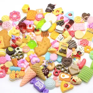 30Pcs/Set Mini Kawaii Mix Resin Food Charms Necklace Donut Cake Ice Cream Pendant for DIY Decoration