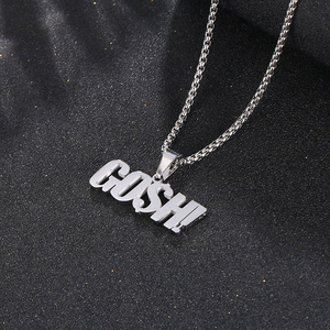 Collar de plata de acero inoxidable para hombre a la moda, cadena de cuerda, joyería personalizada con logotipo inicial personalizado, colgante de regalo - Product Image 4