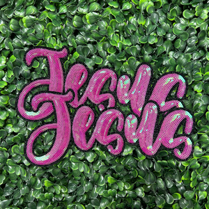 Parches Personalizados con Letras Rosas de Jesús, Parches Grandes de Lentejuelas Brillantes para Planchar en Chaquetas, Ropa y Gorras, Se Aceptan Diseños Personalizados - Product Image 2