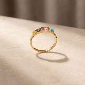 Pink <b>Opal</b> Pear Cut Cluster <b>Ring</b> S925 Sterling Silver Rhodium Plated Multi-Stone Party OEM Wholesale Thailand - Product Image 3
