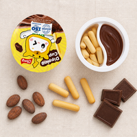 Gobelet de 15g de chocolat à tremper avec bâtonnets de pain croustillants pour l'affichage en magasin et les groupes de supermarchés
