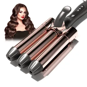 LCD Professional Ceramic Body Three Barrel Style Curling Iron Electric Wave Hair Curler 3 Barrel Hair Curler