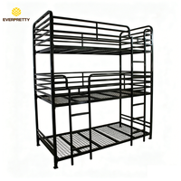 Lit superposé scolaire à trois couchages, mobilier moderne, robuste et durable, structure en métal, avec échelle, pour 3 personnes, certifié CE