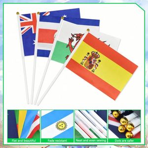 Drapeaux nationaux miniatures personnalisés à agiter à la main, bannières de pays, mât de drapeau en polyester imperméable, vente en gros pour fournisseurs - Product Image 3