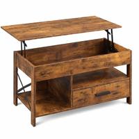 Table basse moderne 39 pouces avec plateau relevable, compartiment de rangement caché, tiroirs et étagère, multifonctionnelle pour salon, structure en bois, facile à assembler