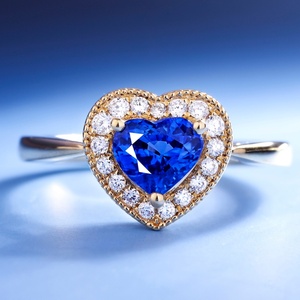 Anillo de Compromiso y Boda de Oro de 18K con Zafiro Certificado IGI de Alta Calidad, Corte Cojín, para Fiesta - Product Image 4