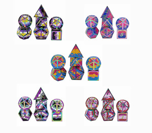 Trò chơi <span class=keywords><strong>Dice</strong></span> Set Kim Loại OEM Tùy Chỉnh DND Biểu Tượng Cầu Vồng RPG Xúc Xắc Nhà Máy - Product Image 6