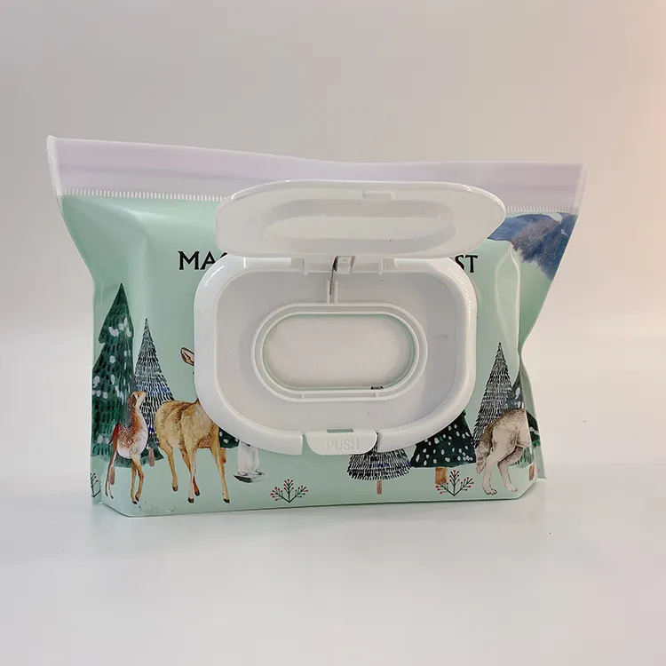 Duurzaam Eco-vriendelijke Anti Lek Servet Pakket Tas Peva Bpa Gratis Dispenser Houder Veeg Tissue Pouch Zuigeling Natte Veeg Tas Baby 'S