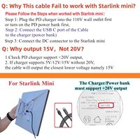 Starlink Mini Stromkabel USB-C auf DC 18AWG Wasserdichtes Ladekabel, Kompatibel mit PD-Ladegeräten Tragbar für Outdoor 3M Verfügbar