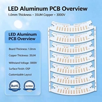 Base de circuit imprimé en aluminium LED personnalisable pour module d'éclairage, 1,0 mm, feuille de cuivre 35 µm, certifiée RoHS et ISO9001