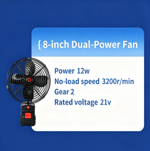 Ventilador de Trabajo Portátil Compacto de Metal de 8 Pulgadas, Funciona con Batería de 21V, Enchufe de CA, Doble Alimentación, <span class=keywords><strong>Malla</strong></span> Fácil de Limpiar, para Construcción, Camping, Pesca - Product Image 2
