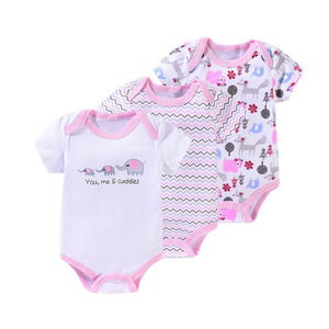 Paquete de 3 Bodys de Verano de Manga Corta para Bebé, Unisex, 100% Algodón, Mono Suave para Bebé, Lindo Estampado de Dibujos Animados, Cierre de Botones - Product Image 3