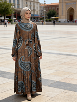 Robe Abaya musulmane pour femmes Megobey, tissu brocart Yunjin sophistiqué, longueur cheville, robe islamique en polyester, écologique, ODM
