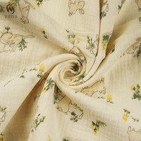 Nouvelles Motifs Floraux Coréens Pyjama Bébé Double Couche en Gaze 100% Coton Tissu Mousseline Imprimé pour Couvertures d'Emmaillotage