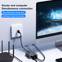 Adaptador Gigabit Ethernet RJ45, divisor de Internet de red LAN de 1000Mbps, aleación de aluminio, controlador Plug and Play de 1 a 2 salidas
