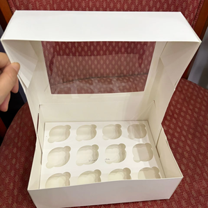 Giấy trắng cupcake và hộp thực phẩm với cửa sổ rõ ràng 6 lỗ 12 lỗ miễn phí gấp hộp bánh ngọt cán bóng để lưu trữ thực phẩm - Product Image 3