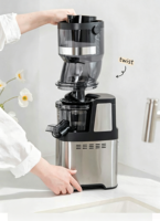 Professionele commerciële sapcentrifuge met automatische invoer voor hele vruchten, elektrische grote opening, langzame pers voor citroen en mango.