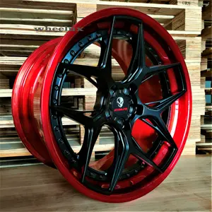 Llantas de aleación forjadas en negro y rojo con recubrimiento de polvo personalizado 5x114,3 5x112 19 "20 para Ford Mustang 2018 Chevrolet Corvette C8