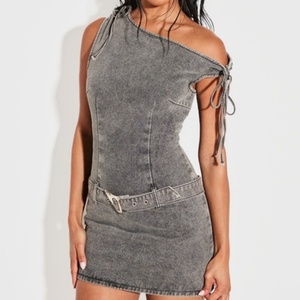 Nuevo Vestido Vaquero Ajustado Asimétrico con Cordones para Mujer, Estilo Sexy de Verano - Product Image 1