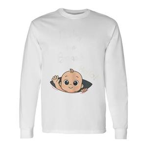 Camiseta de manga larga con anuncio de embarazo y diseño de bebé observando a través de la ventana - Product Image 1