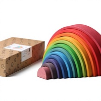 12-Schichten Regenbogen-Bogen-Stapelblöcke Matte Reibungsgebundene Stapelblöcke Erbstück-Qualität Offenes Lernspielzeug