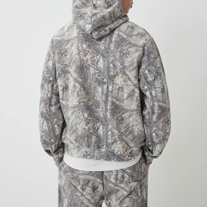 Sudadera con capucha con estampado de camuflaje de algodón 100% para hombre, ropa informal holgada de tela de rizo pesado, Sudadera con capucha Vintage con hombros caídos - Product Image 4