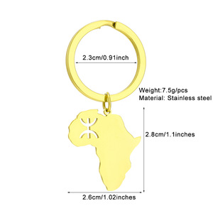 <span class=keywords><strong>Porte</strong></span>-clés en acier inoxydable avec symbole amazigh africain, trois styles, motif plein, signe berbère pur, plaqué or et argent, anneau de <span class=keywords><strong>clé</strong></span> fendu - Product Image 3