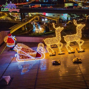 Ensemble <span class=keywords><strong>de</strong></span> rennes géants en 3D avec traîneau, éclairage LED, cadre en fer, motif décoratif pour centre commercial, hôtel, jardin, Noël - Product Image 6