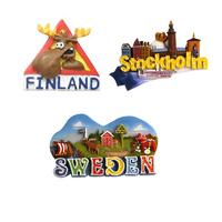 Troll personnalisé avec chapeau orignal drapeau suédois carte casque viking suède aimant de réfrigérateur finlande Souvenir aimant de réfrigérateur en résine
