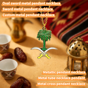 จี้สร้อยคอรูปดาบวงรีโลหะ จี้แบบกำหนดเองของจัสติน บีเบอร์ จี้โลหะรูปหน้ายิ้ม สร้อยคอจี้รูปหน้ายิ้ม - Product Image 1