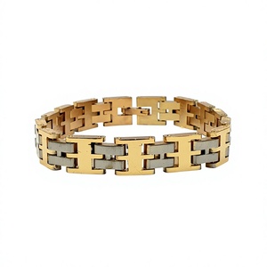 Pulsera magnética en tono dorado, brazalete con eslabones, cadena ajustable, pulsera geométrica, regalo de joyería - Product Image 1