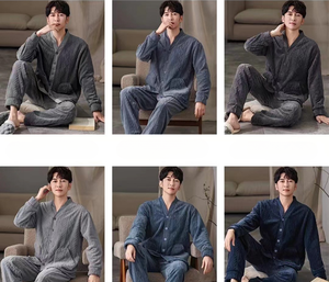 Set Pigiama Invernale da <span class=keywords><strong>Uomo</strong></span> in Flanella Morbida con Scollo a V, Maniche Lunghe e Pantaloni, Comodo e Caldo Abbigliamento da Casa - Product Image 2