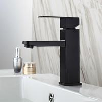 Robinet de lavabo de salle de bain classique carré en acier inoxydable, mitigeur eau chaude et froide pour rénovation de salle de bain