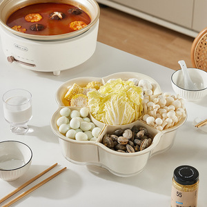 Rotating Hot <b>Pot</b> Platter Double Layer <b>Vegetable</b> Fruit Compartment For Washing Preparing Storing <b>Vegetables</b> PVC Material - Product Image 3