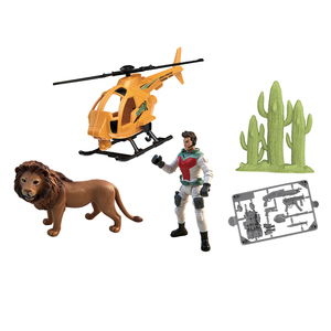 Ensemble de jeu d'aventure Safari dans la jungle, modèle d'animaux <span class=keywords><strong>tigre</strong></span> et lion avec hélicoptère et figurines d'action - Product Image 3