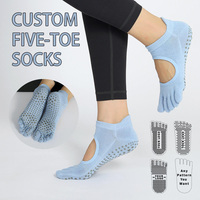 Logo personnalisé, chaussettes de yoga en coton doux de haute qualité, chaussettes de sport à cinq doigts antidérapantes