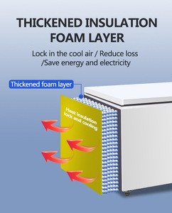 Congélateur horizontal commercial à double porte pour supermarché, refroidissement par air, pour viande, type coffre profond - Product Image 4