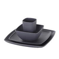 Ensemble de vaisselle écologique en paille de blé carrée, sans BPA, incassable, bol, assiette, tasse, ensemble de vaisselle pour la maison