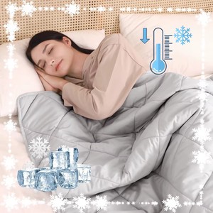 Cooling Blanket 100% Bamboo Cotton Ice Silk Adult Double Size Breathable Lightweight <b>Sleeping</b> Comfortable Bedding <b>Light</b> Gray - Product Image 1