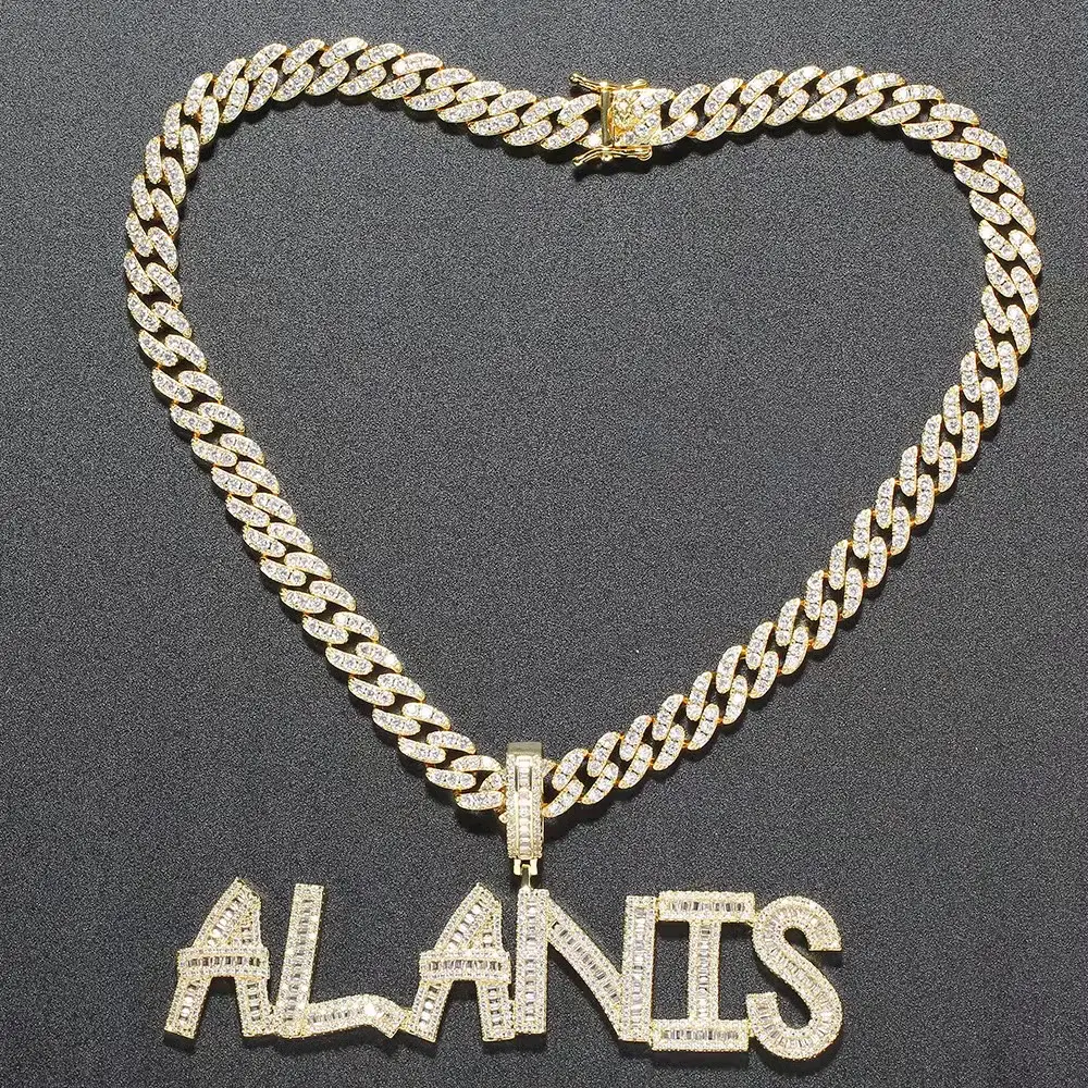 Collana con nome personalizzato personalizzato romantico collana con ciondolo con lettera maiuscola in zircone placcato oro