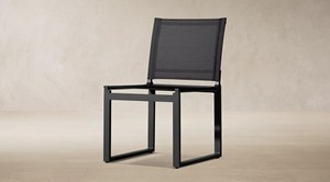 Custom Modern <b>Black</b> Aluminum Outdoor Dining Set, Patio Rectangular Dining <b>Table</b> with Mesh Dining Chairs, Weather Resistant - Product Image 2