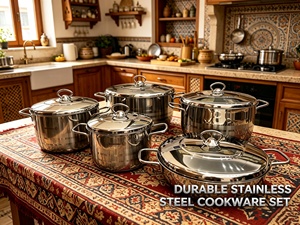 Set di Pentole in Acciaio Inox da 10 Pezzi, Stile Turco, 20/24/28/28/32cm, per Uso Domestico e Set Regalo, Utensili da Cucina - Product Image 2