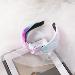 All'ingrosso ragazze Tie Dye velluto cerchietto croce cerchietto popolare fascia - Product Image 1