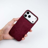 Étui de téléphone en cuir véritable Alcantara rose pour client, avec aimant puissant, pour iPhone 17 Air 18 Pro Max