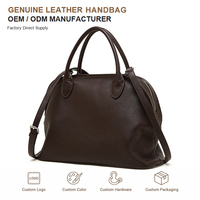 Sac à main en cuir véritable vintage grainé grande capacité pour le bureau et les trajets quotidiens, sac bowling à poignée supérieure pour femme, fabrication OEM ODM