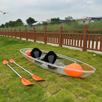 Kayak double transparent en polycarbonate à 2 places, canoë pour la dérive, accessoire de navigation transparent en cristal PC, vente chaude